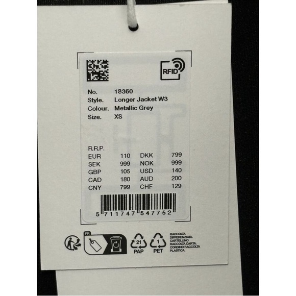 Rains NWT Longer Jacket W3 Sz XS Metallic Grey Hooded Snap Front Outdoor Unisex - Picture 8 of 14